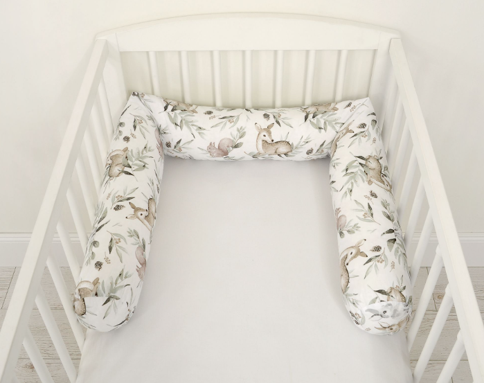 Cylindrical crib bumper – forest, olive