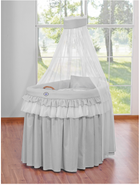 Woven Moses basket with canopy – grey
