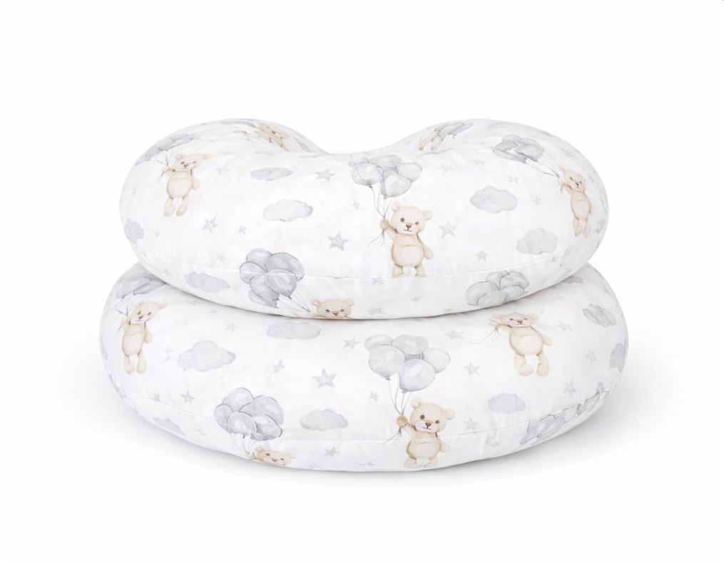 C-shaped pregnancy pillow – white teddy bears