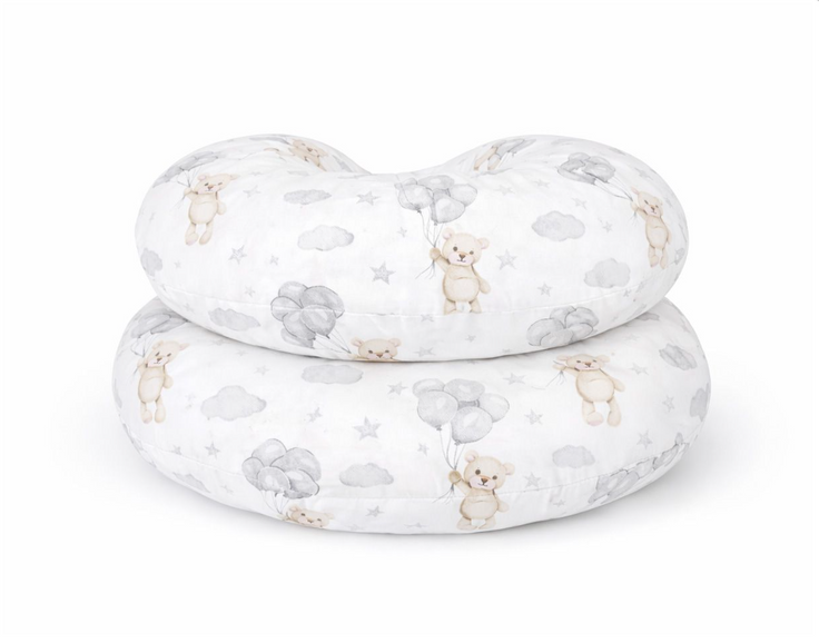 C-shaped pregnancy pillow – white teddy bears