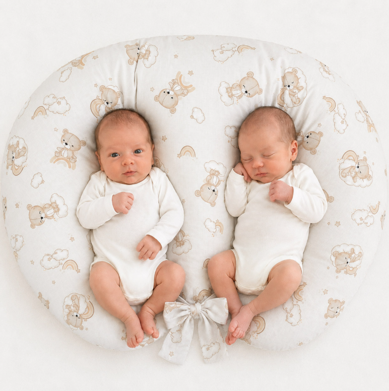 Twin nursing pillow – teddy bear with a bow