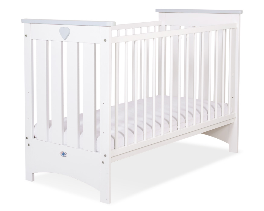 Lesena posteljica Lorenzo III 120 × 60 cm – belo-siva