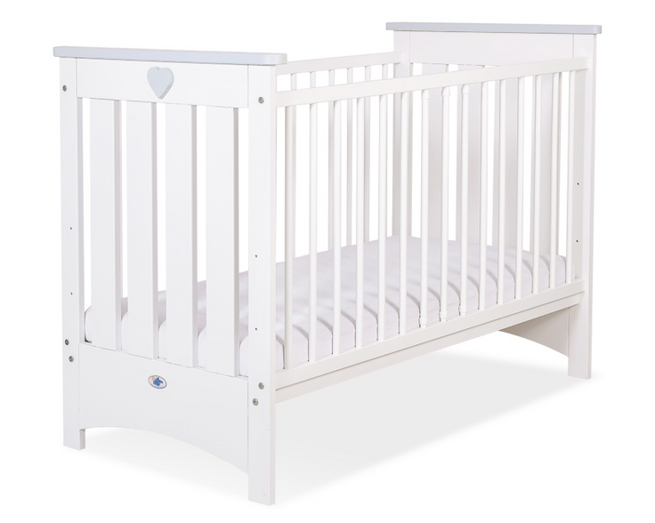Lesena posteljica Lorenzo III 120 × 60 cm – belo-siva