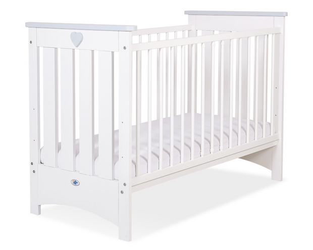 Lesena posteljica Lorenzo III 120 × 60 cm – belo-siva