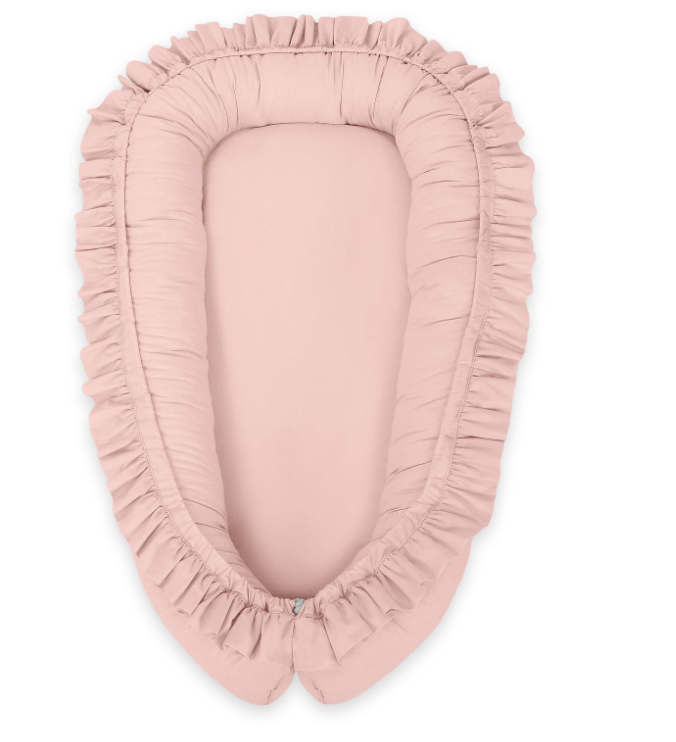 Cocon baby nest with a ruffle – pastel pink
