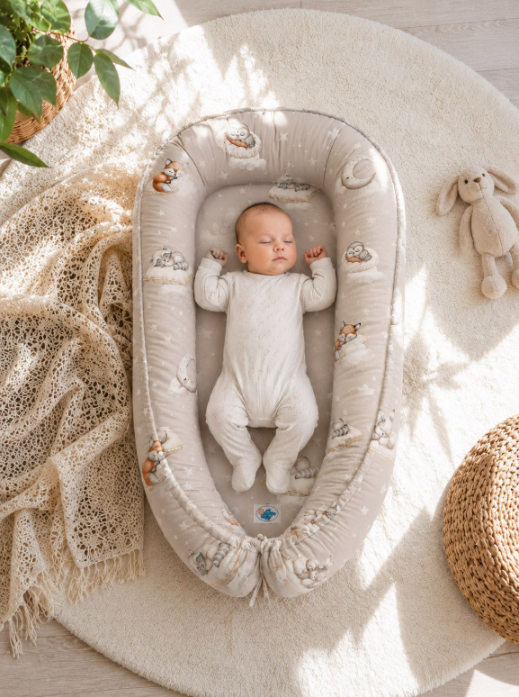 Double-sided baby nest Kokon – forest stars