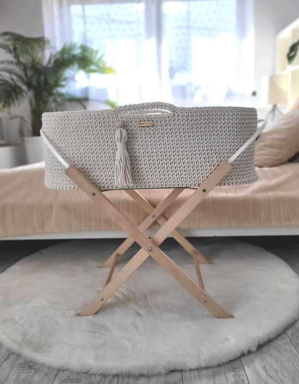 Mojzesova košara BOHO z vzmetnico – kremna