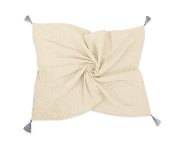 Muslin blanket with tassels – cream