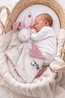 Double-sided bunny security blanket – pandas and dusty pink