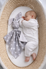 Double-sided bunny security blanket – white stars and grey