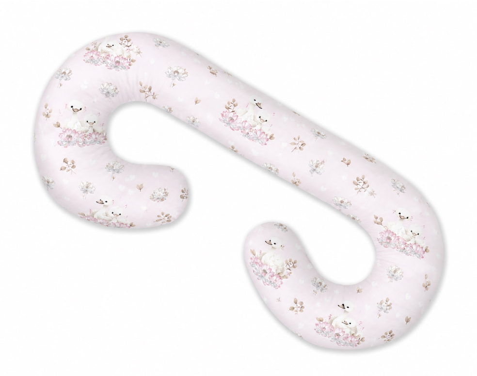 C-shaped pregnancy pillow cover – small swans