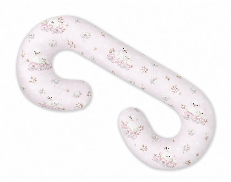C-shaped pregnancy pillow cover – small swans