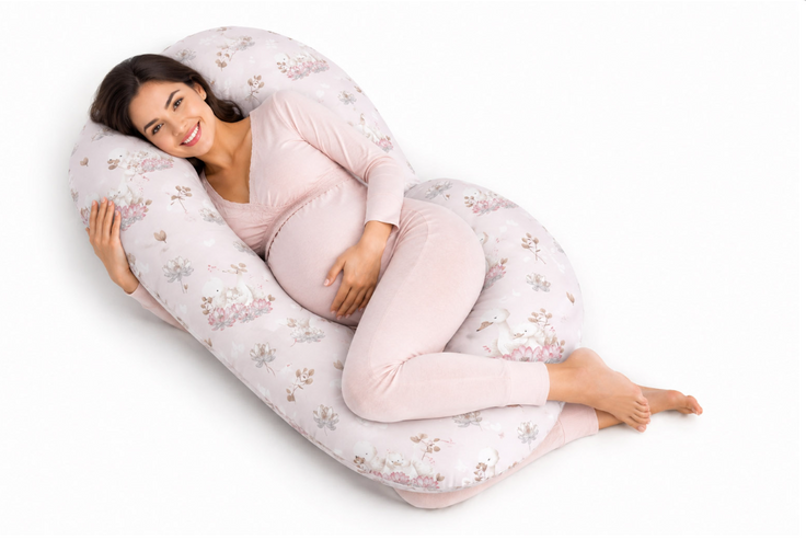 C-shaped pregnancy pillow cover – small swans