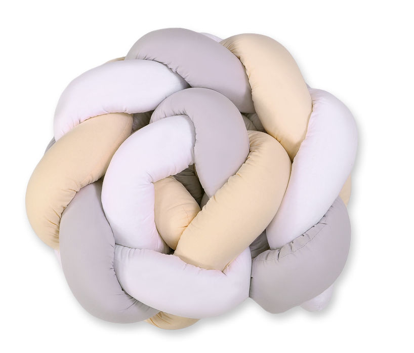 Braided crib bumper 180 cm – white, grey, and beige