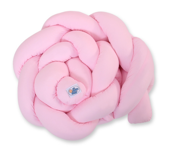 Knotted crib bumper 180 cm – pink