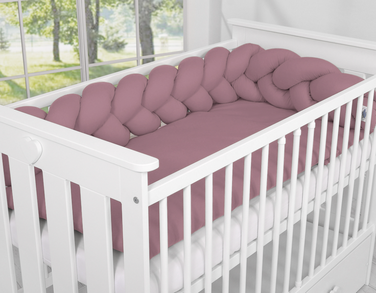 Knotted crib bumper 180 cm – pastel purple