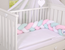 Knotted crib bumper 180 cm – white, pink, and mint