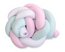 Knotted crib bumper 180 cm – white, pink, and mint