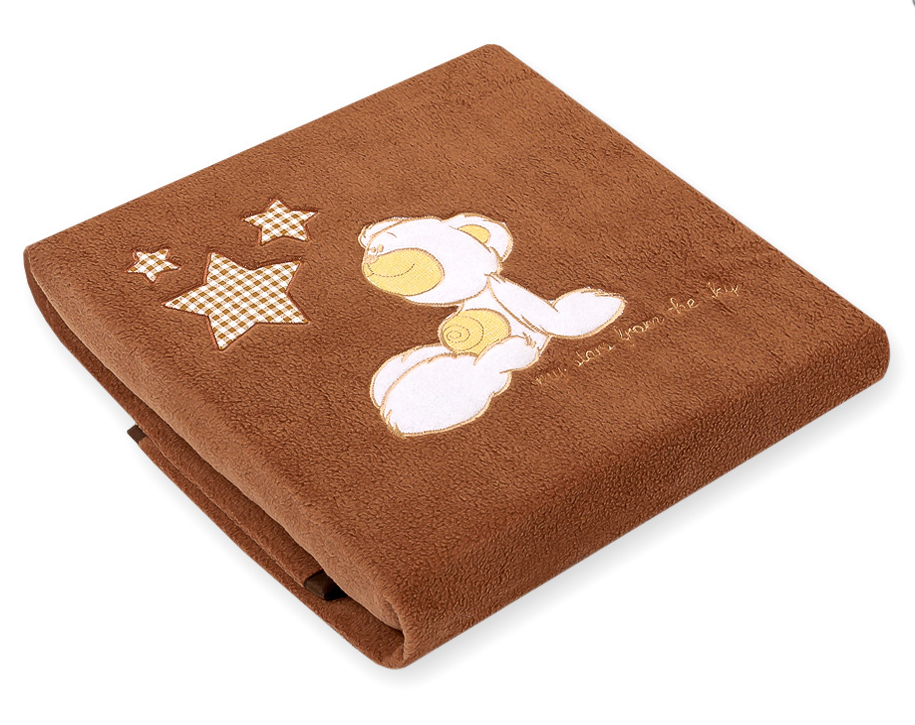 Fleece blanket – Karlo the bear with stars, brown