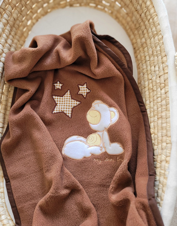 Fleece blanket – Karlo the bear with stars, brown