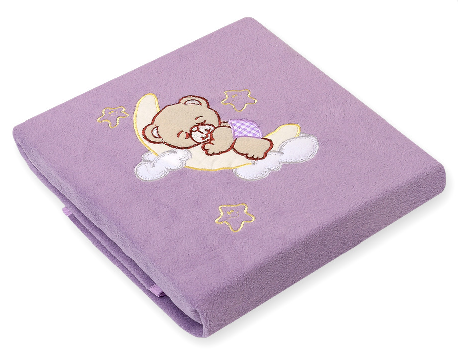 Fleece blanket – sleepy teddy bear, lilac