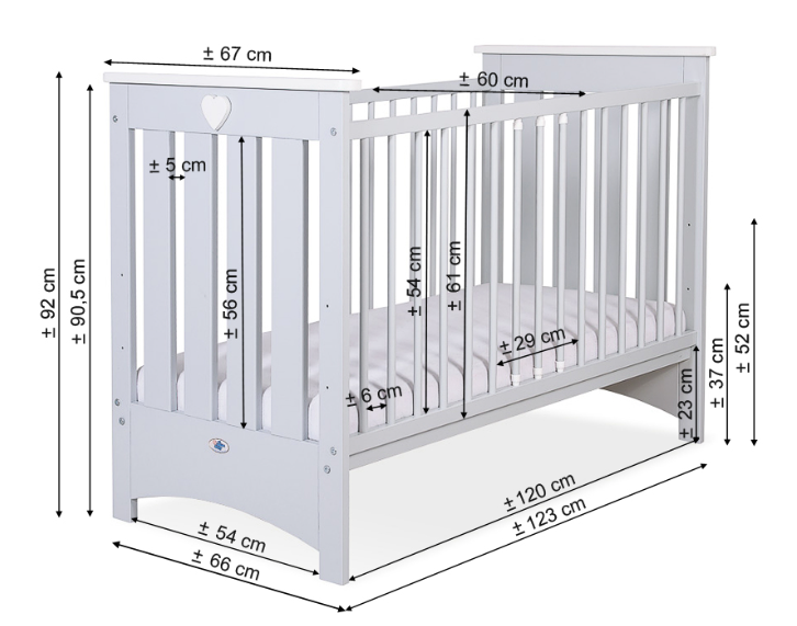 Lesena posteljica Lorenzo III 120 × 60 cm – bela