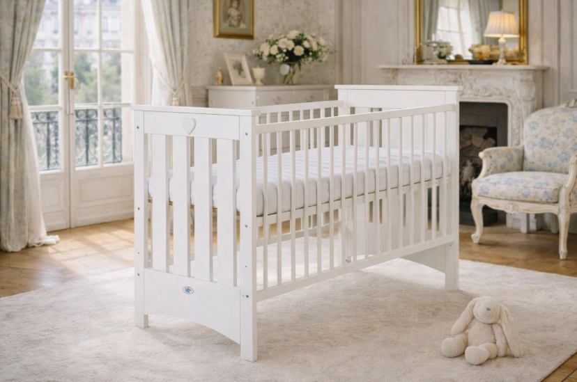 Lesena posteljica Lorenzo III 120 × 60 cm – bela