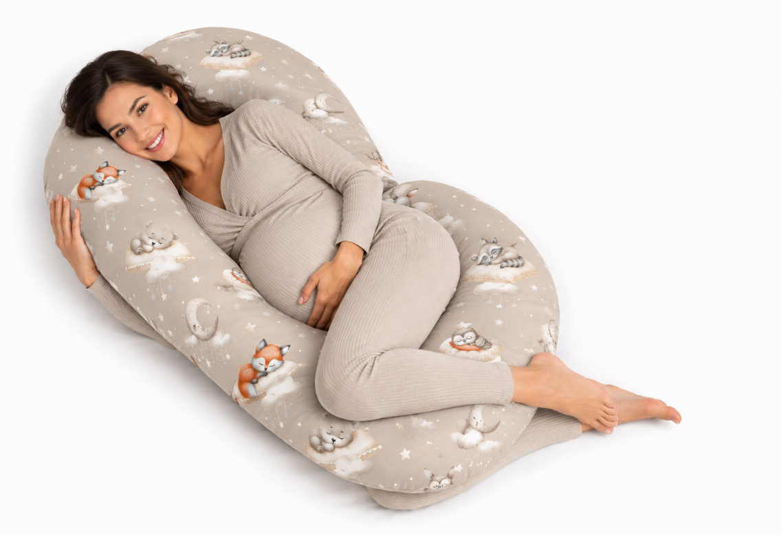 C-shaped pregnancy pillow cover – forest stars
