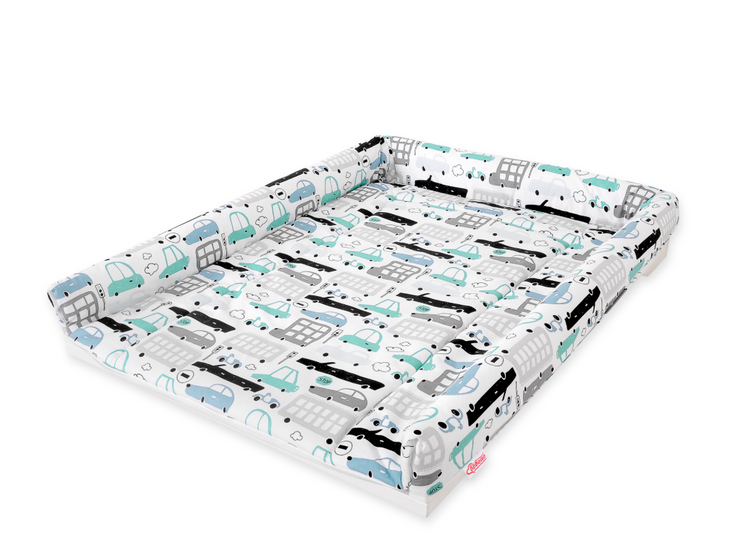 Changing mat – grey and turquoise cars