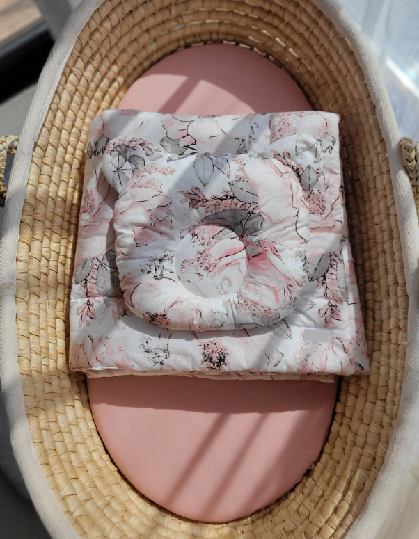 Teddy bear blanket and pillow – sepia flowers