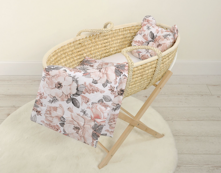 Teddy bear blanket and pillow – sepia flowers