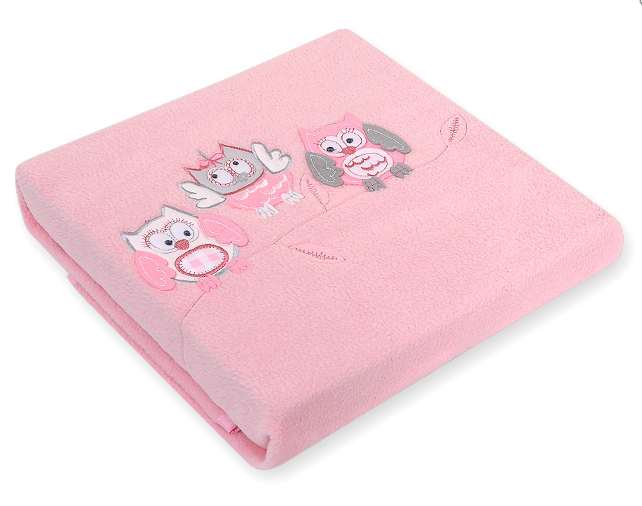 Fleece blanket – owls, bright pink