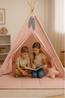 Teepee play tent with mat and cushions – pastel pink