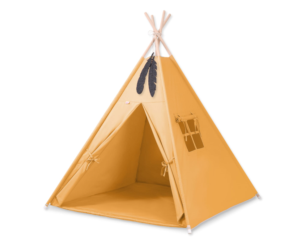 Igralni šotor tipi s podlogo – medeno rumena
