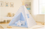 Teepee play tent with mat and cushions – blue with stars