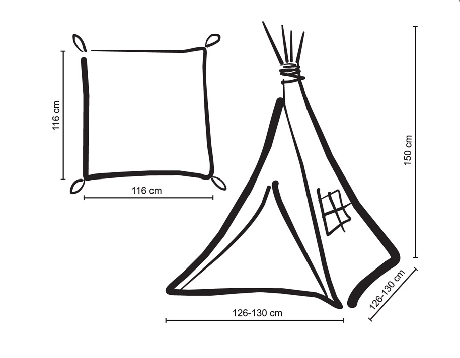 Igralni šotor tipi s podlogo – medeno rumena
