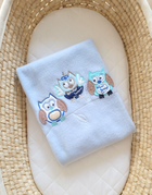 Fleece blanket – owls, light blue