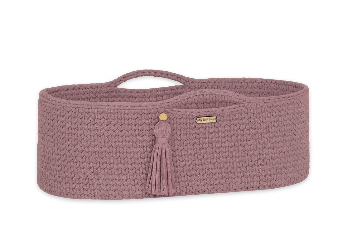BOHO Moses basket with mattress – dusty pink