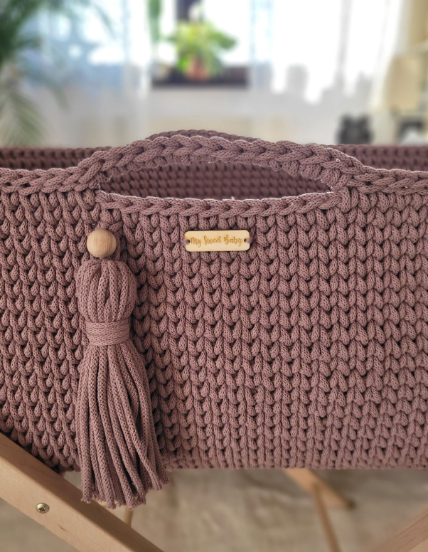 BOHO Moses basket with mattress – dusty pink
