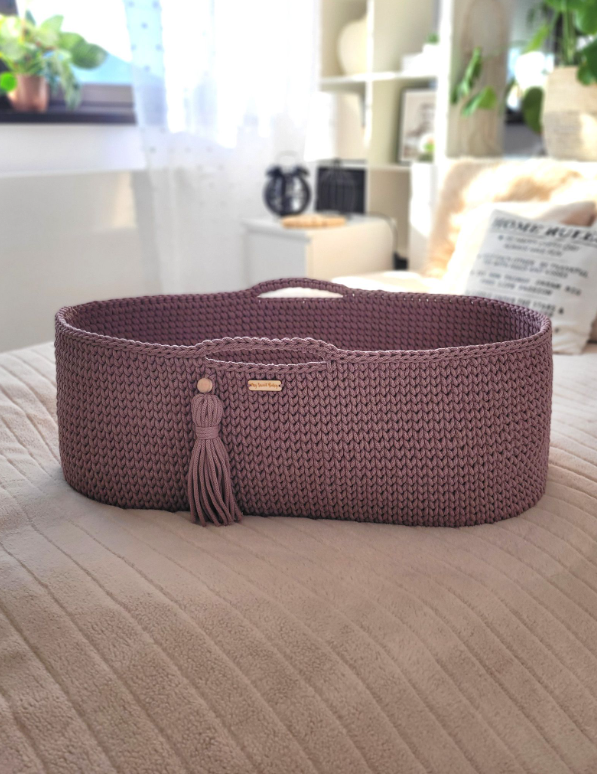 BOHO Moses basket with mattress – dusty pink
