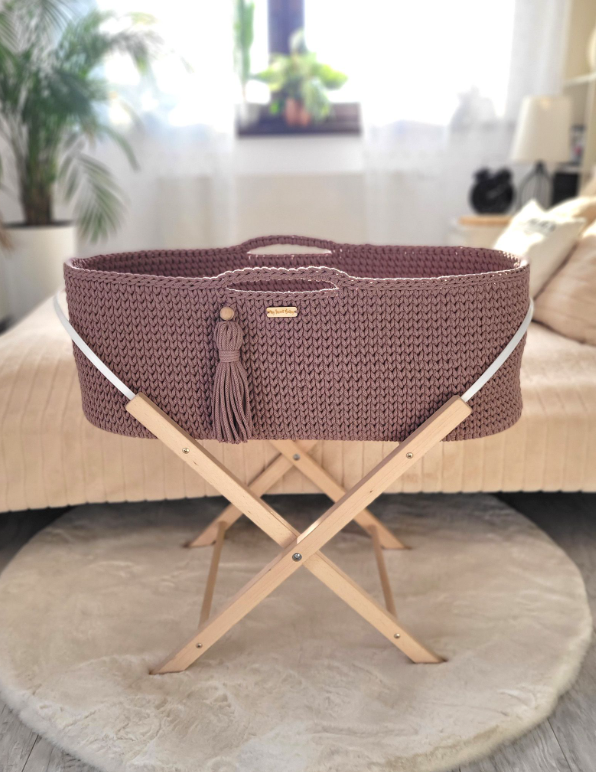 BOHO Moses basket with mattress – dusty pink