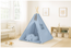 Teepee play tent with feathers – blue