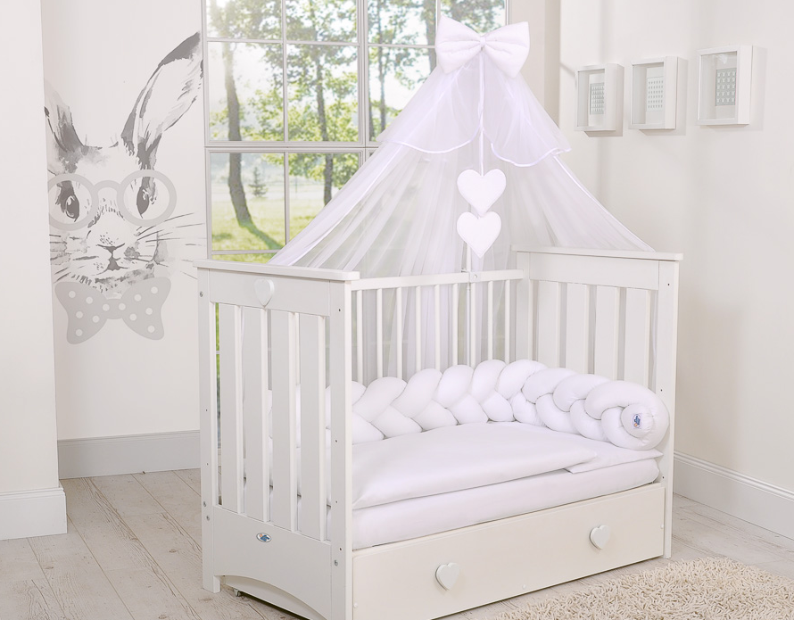 Lorenzo III wooden crib 120 × 60 cm – white-blue