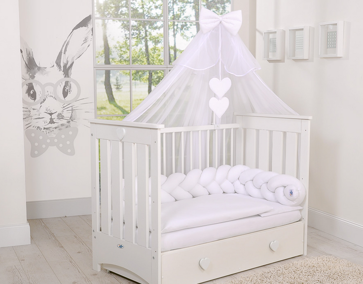 Lorenzo III wooden crib 120 × 60 cm – white-blue