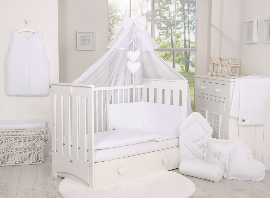 Lorenzo III wooden crib 120 × 60 cm – white-blue