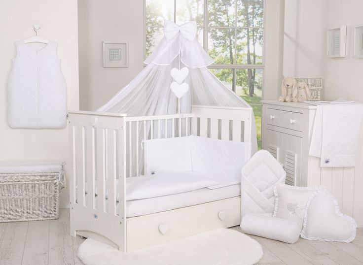 Lorenzo III wooden crib 120 × 60 cm – white-blue