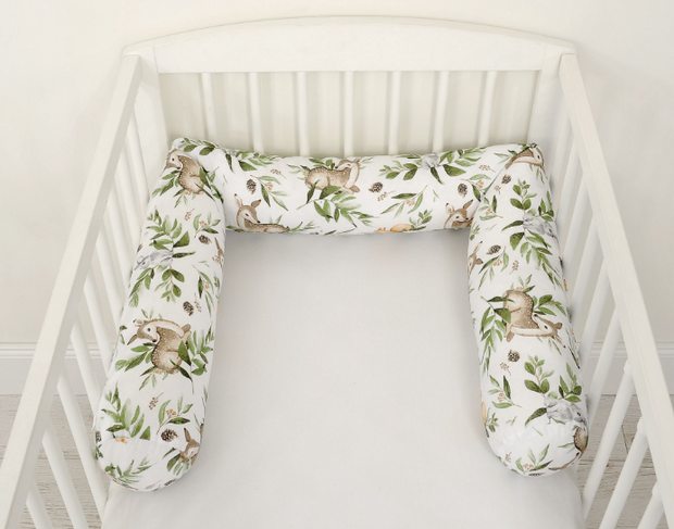 Cylindrical crib bumper – forest, green