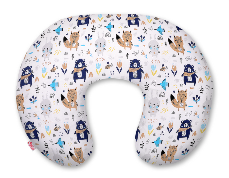 Croissant nursing pillow – dark blue teddy bears